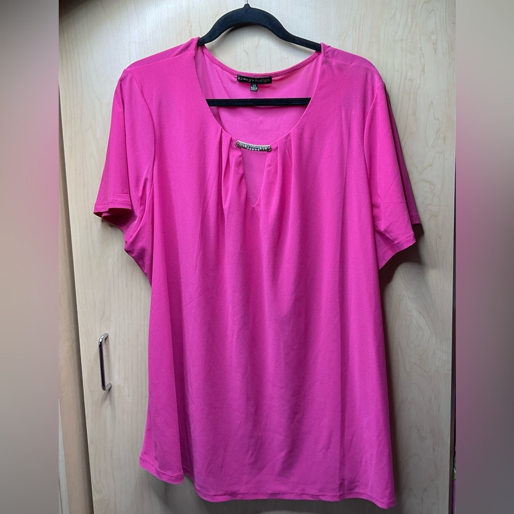 🇺🇸 Always Indigo Pink Short Sleeve Top, Size 3X